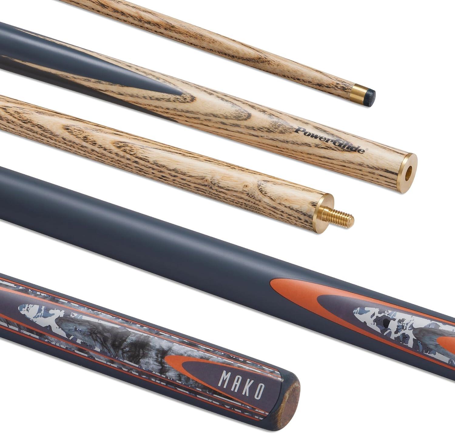 PowerGlide Mako 2 Piece Snooker Cue Ash Wood Shaft 1/7