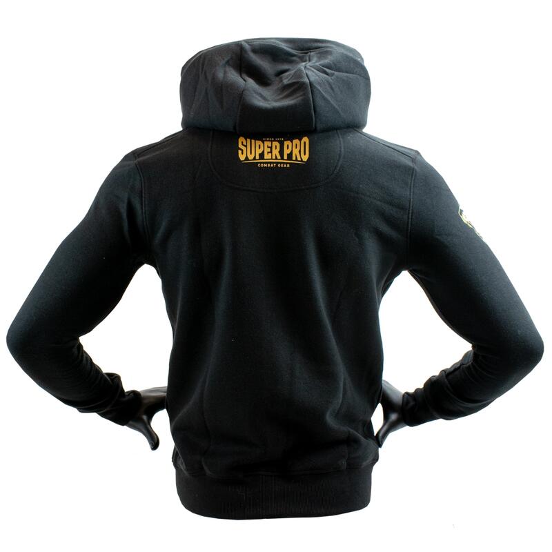 Super Pro Hoodie met Rits S.P. Logo Zwart/Goud