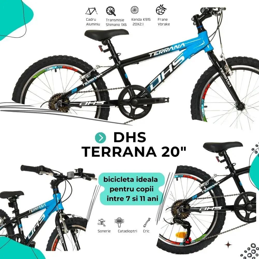 Kinderfahrrad Dhs Terrana 2023 – 20 Zoll, Schwarz/Blau 4/7