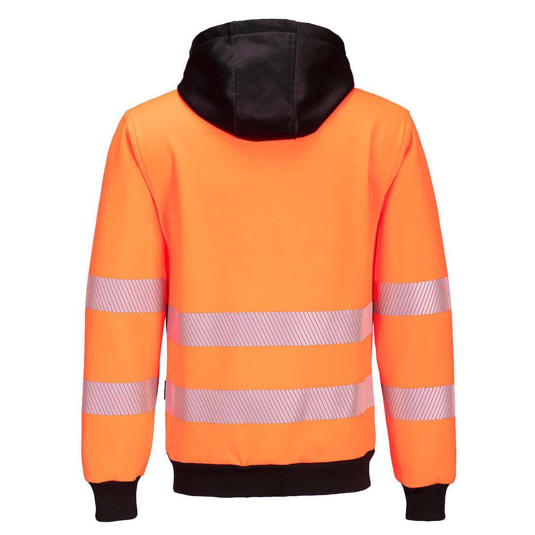 Unisex Adult PW3 HiVis Safety Full Zip Hoodie (Orange/Black) 2/2