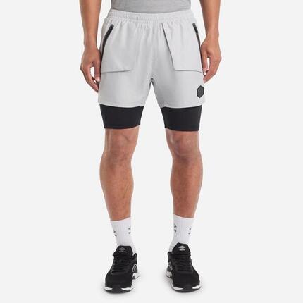 Short Hybride PRO TRAINING ELITE Homme (Gris Pâle / Noir)