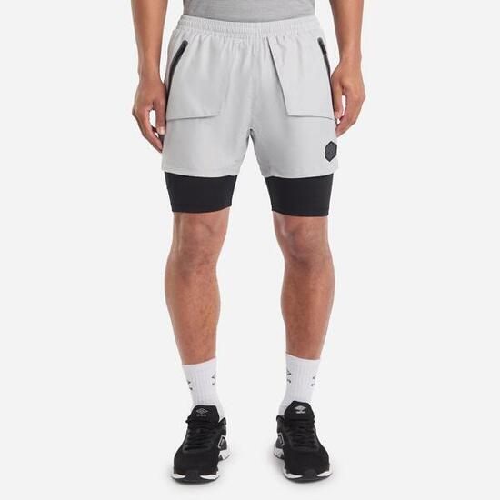Short Hybride PRO TRAINING ELITE Homme (Gris Pâle / Noir)