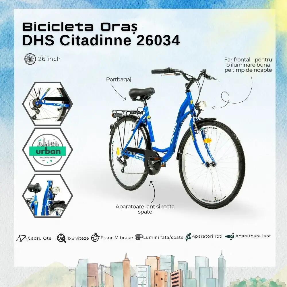 DHS Citadinne 26034 stadsfiets - 26 inch, L, blauw 4/8