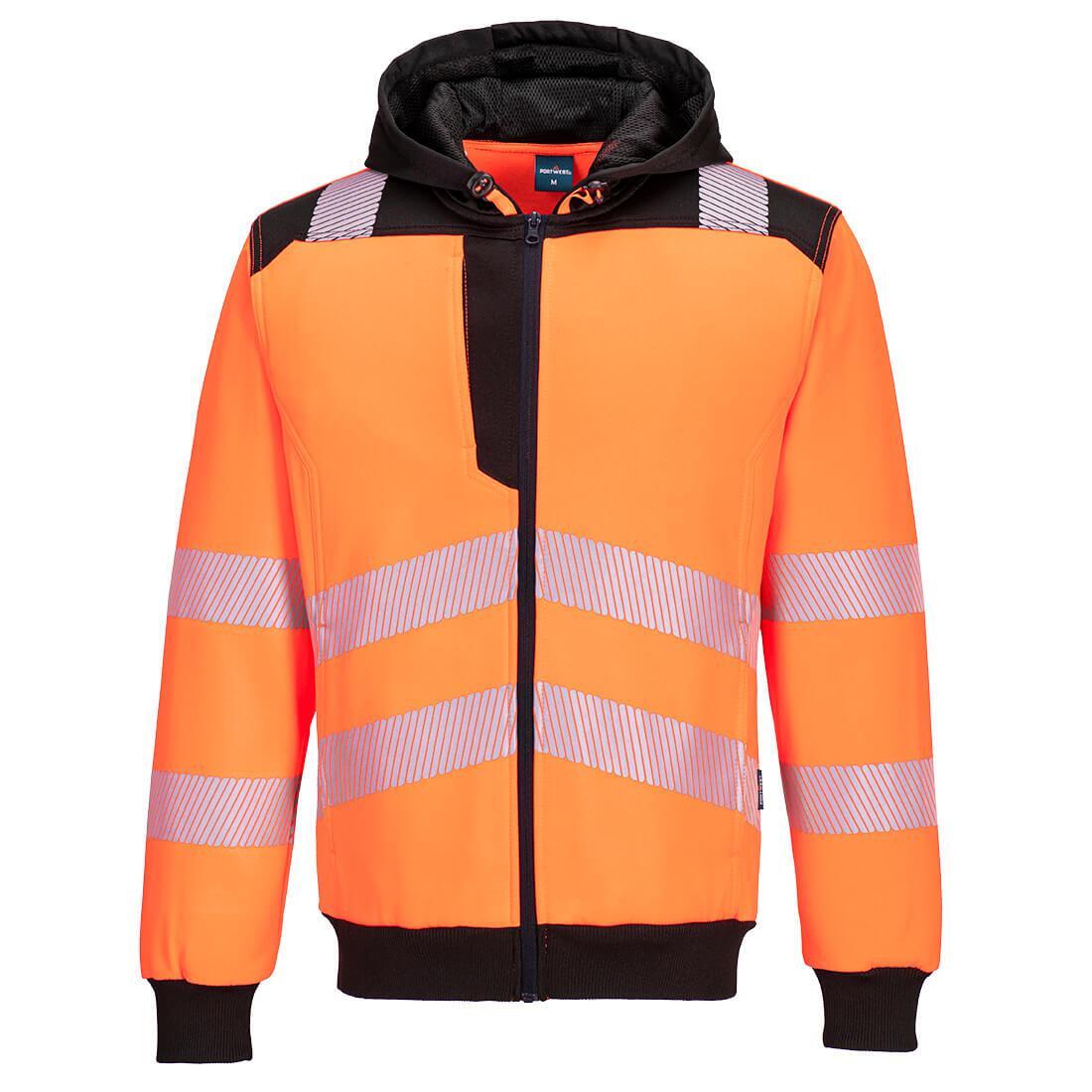 PORTWEST Unisex Adult PW3 HiVis Safety Full Zip Hoodie (Orange/Black)