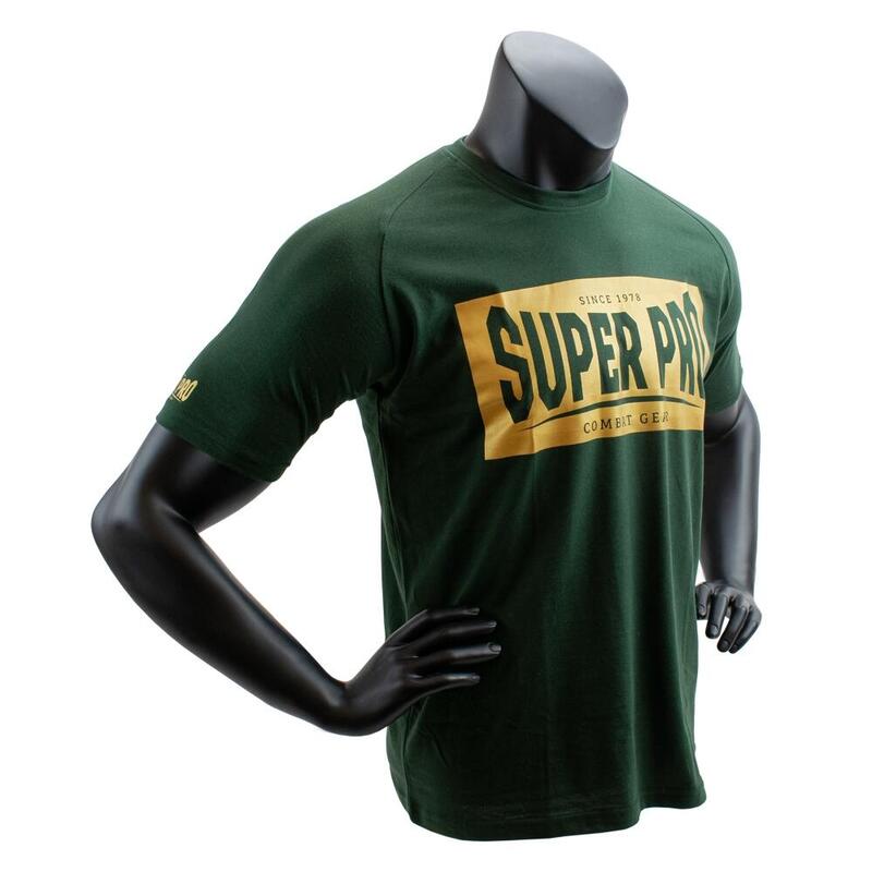 Super Pro T-Shirt S.P. Block-Logo Groen/Goud Maat 140
