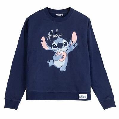 Felpa senza Cappuccio Donna Stitch Blu scuro