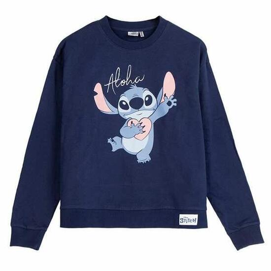 Felpa senza Cappuccio Donna Stitch Blu scuro