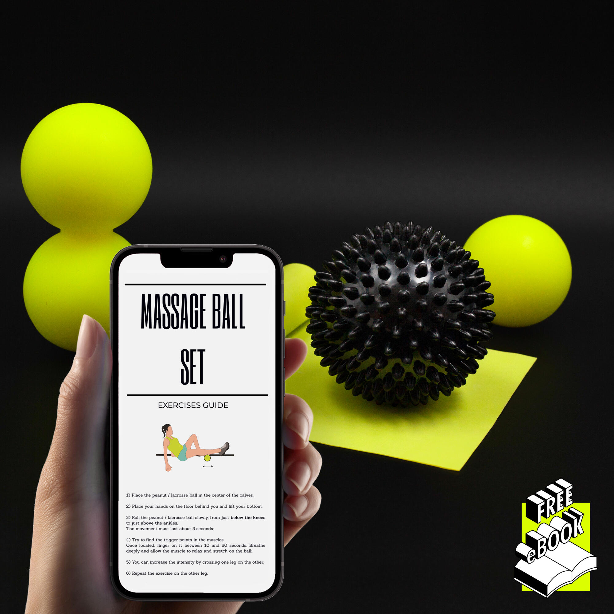Palline Massaggio Muscolare, Palla Doppia riccio e Riccio per Automassaggio 6/7