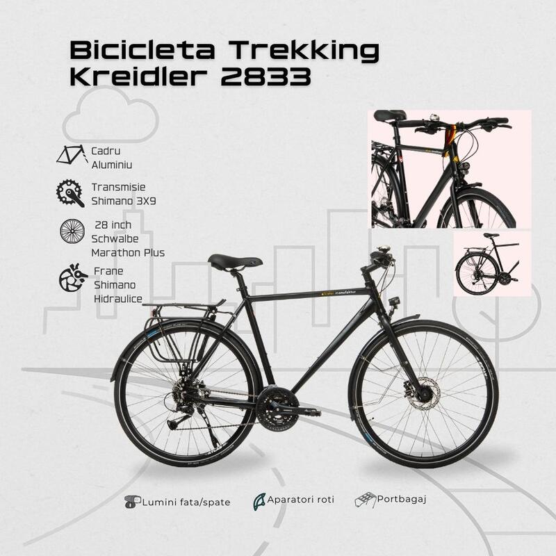 Bicicleta Trekking Kreidler 2833 - 28 inch, XL, Negru