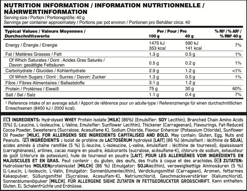 Whey hydrolysée - Platinum Hydrowhey - Chocolat au Lait 1600g 3/3