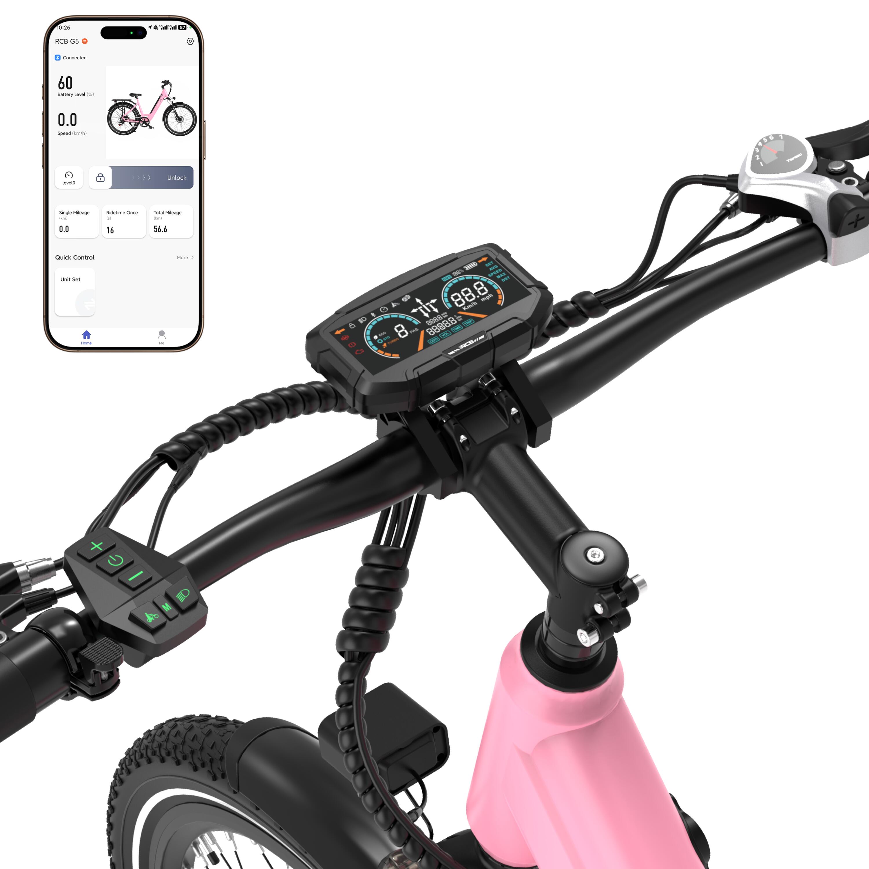 Electric City Bikes G6, E-bikes 27.5",APP&NFC,PINK 2/8