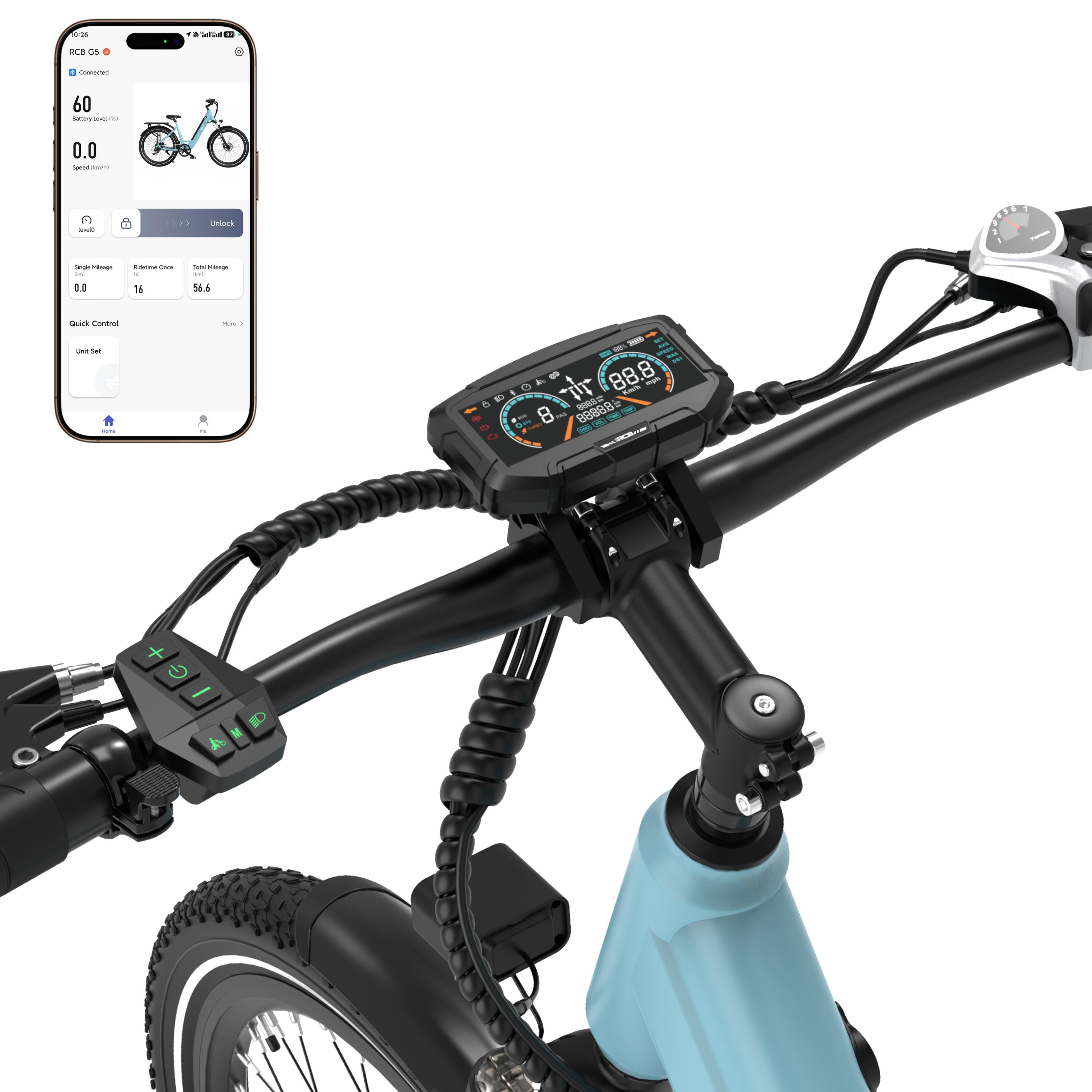 Electric City Bikes G6, E-bikes 27.5",APP&NFC,BLUE 2/7
