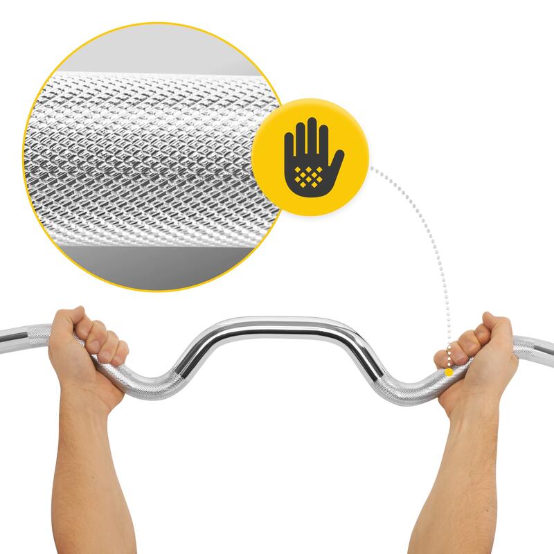 Gryf olimpijski mocno łamany do sztangi 4FIZJO z tuleją obrotową 120 cm