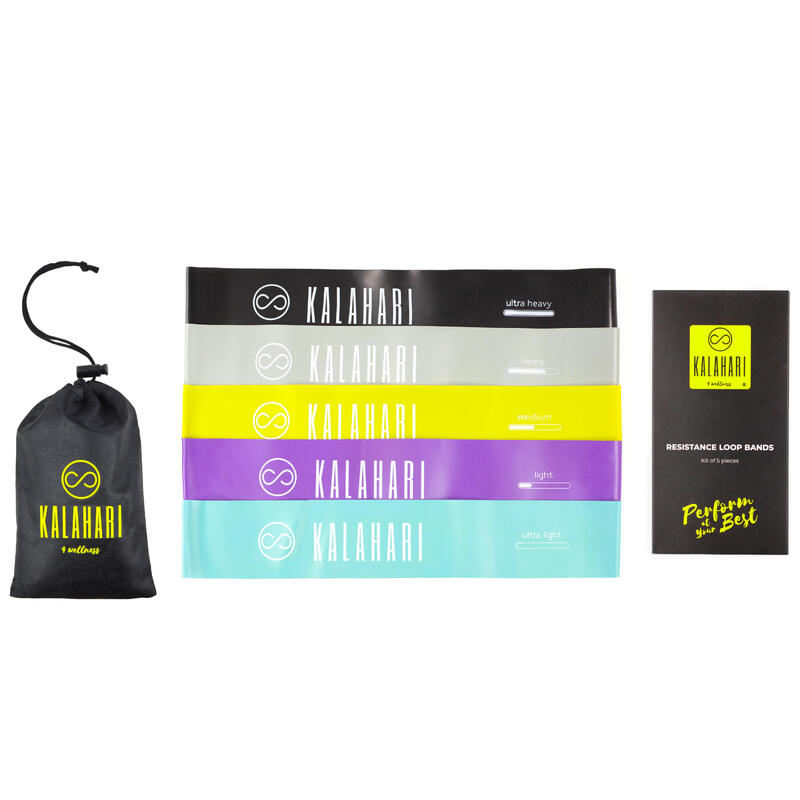 Set Elastice Fitness, 5 benzi elastice cu niveluri diferite de rezistență