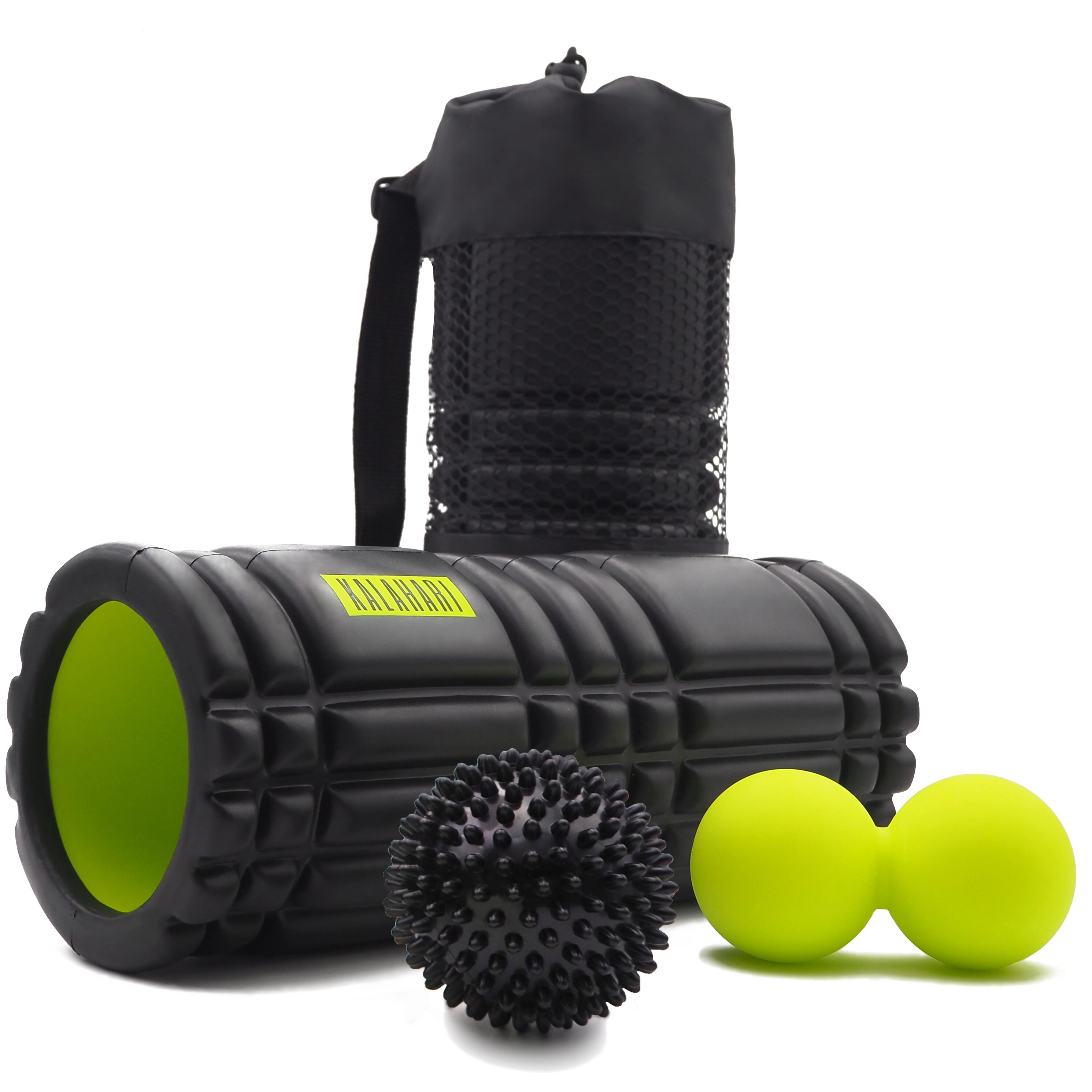 KALAHARI 4 WELLNESS Foam Roller Set, 3 in 1 - Rullo massaggio muscolare, Palla Doppia e Riccio