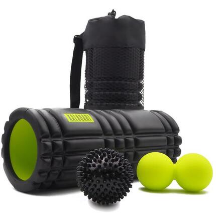 Faszienrolle Set, 3 Stück - Foam Roller, Duoball, Igelball zur Faszientraining