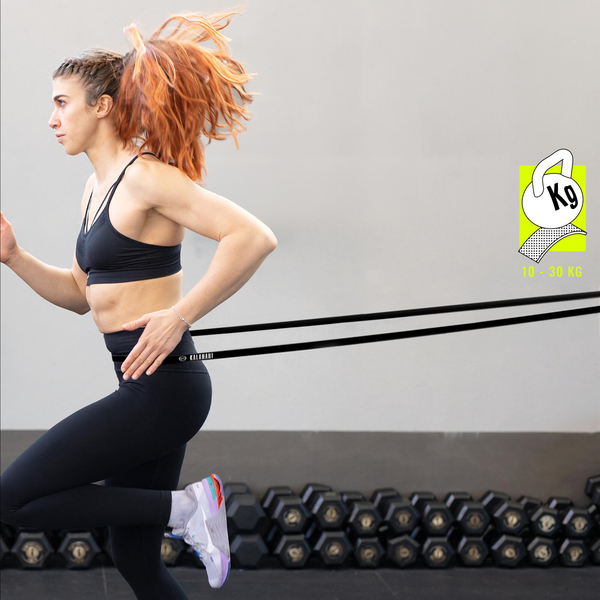Banda Elástica Negra de 10 a 30 kg, Cinta Fitness para Entrenamiento y Dominadas 2/7