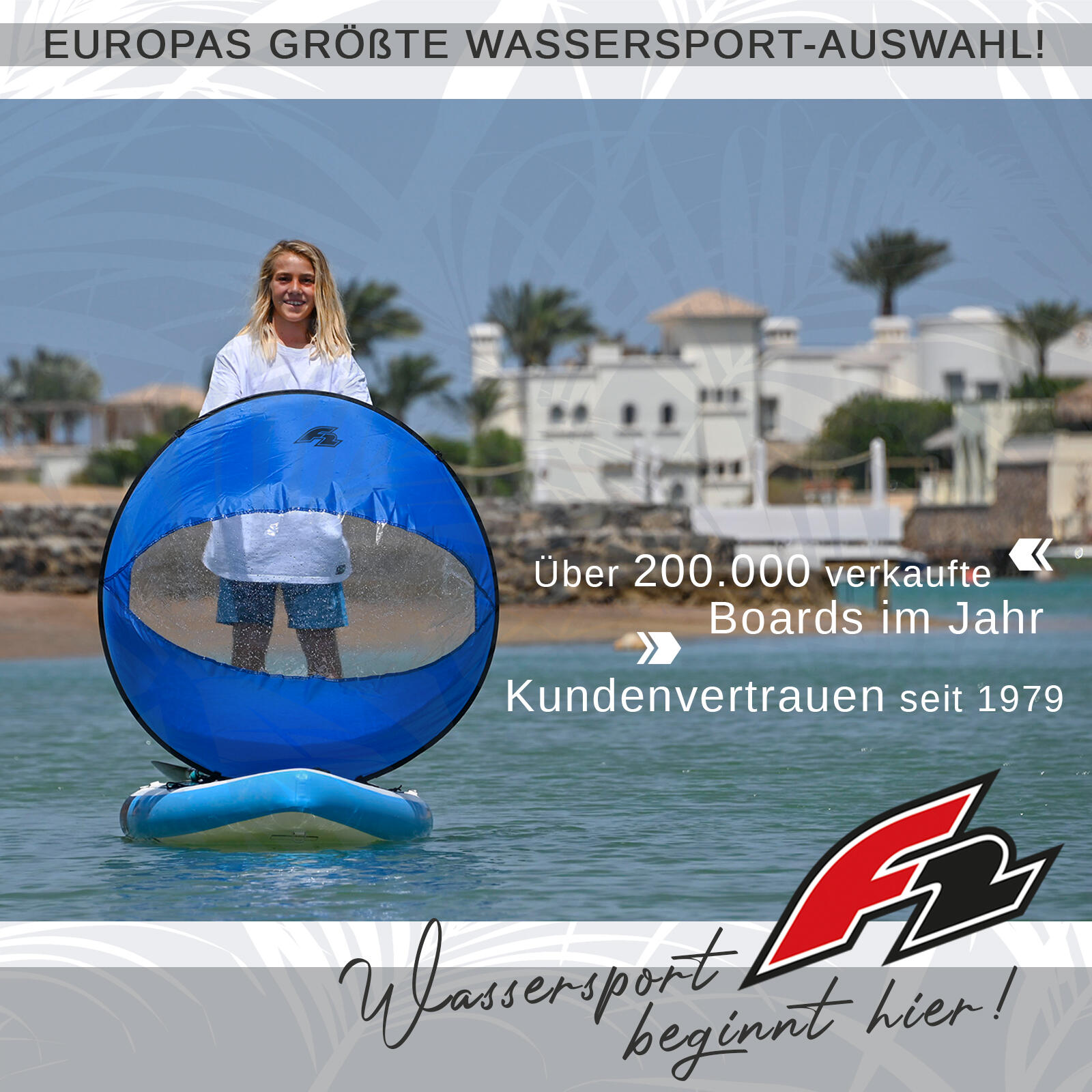 F2 SUP Segel Round Sail Blau Nutze den Wind statt zu paddeln 3/3
