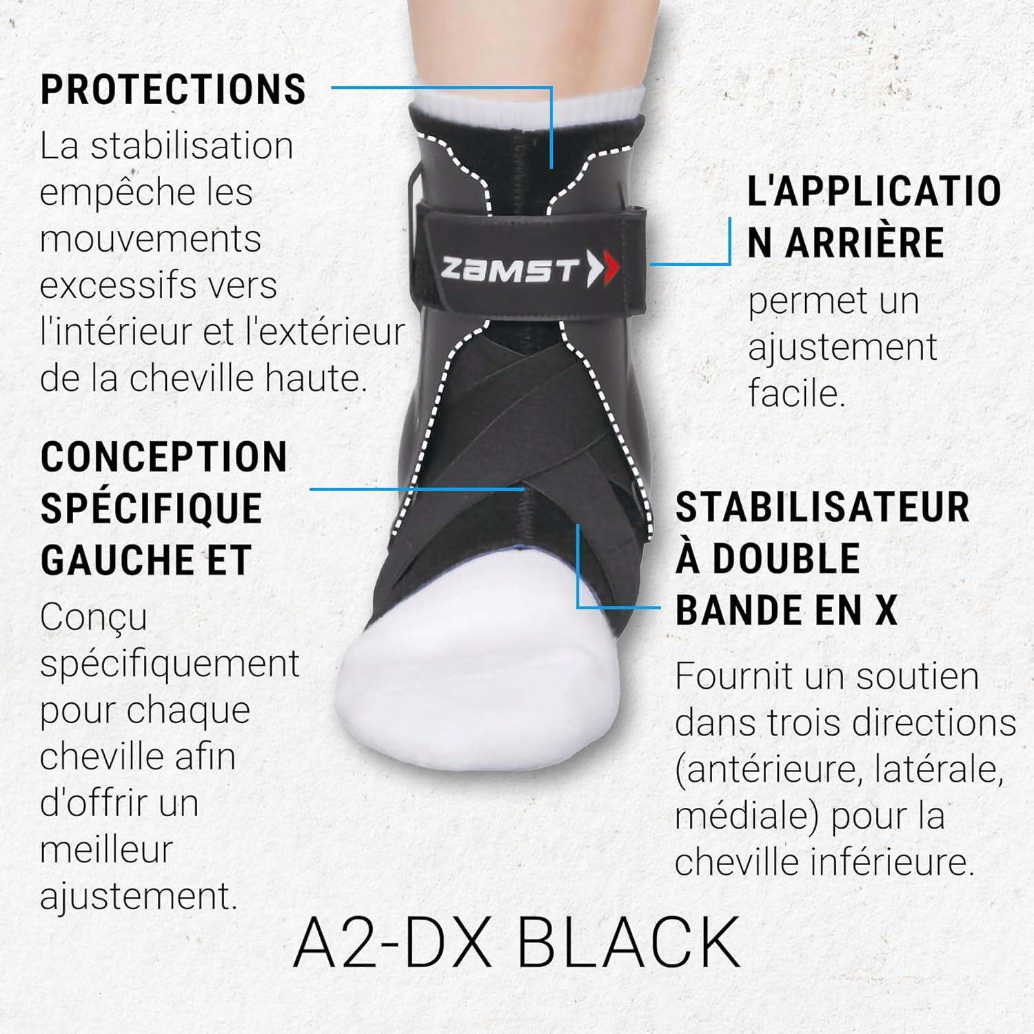 Zamst A2-DX Chevillère Sport – Renforcés pour Entorse – Droit, Taille S 3/7