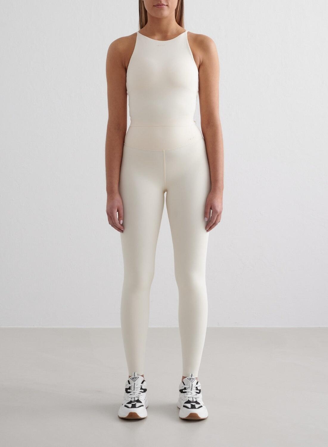Dames Sportbeha met Halterhals Bralette Amandel Wit 3/5