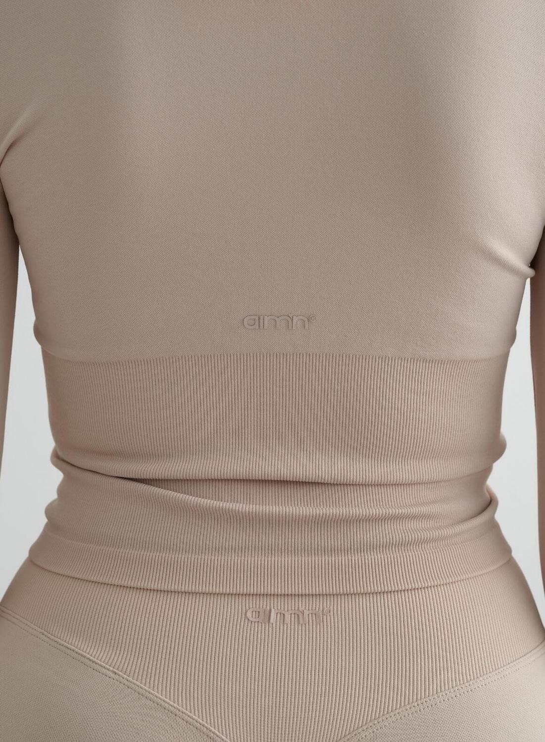Femme Veste Zippée Sans Couture Respirante Beige Clair 6/6
