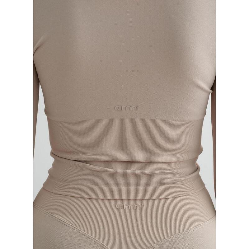 Femme Veste de Course Zippée Sans Couture Respirante Beige Clair