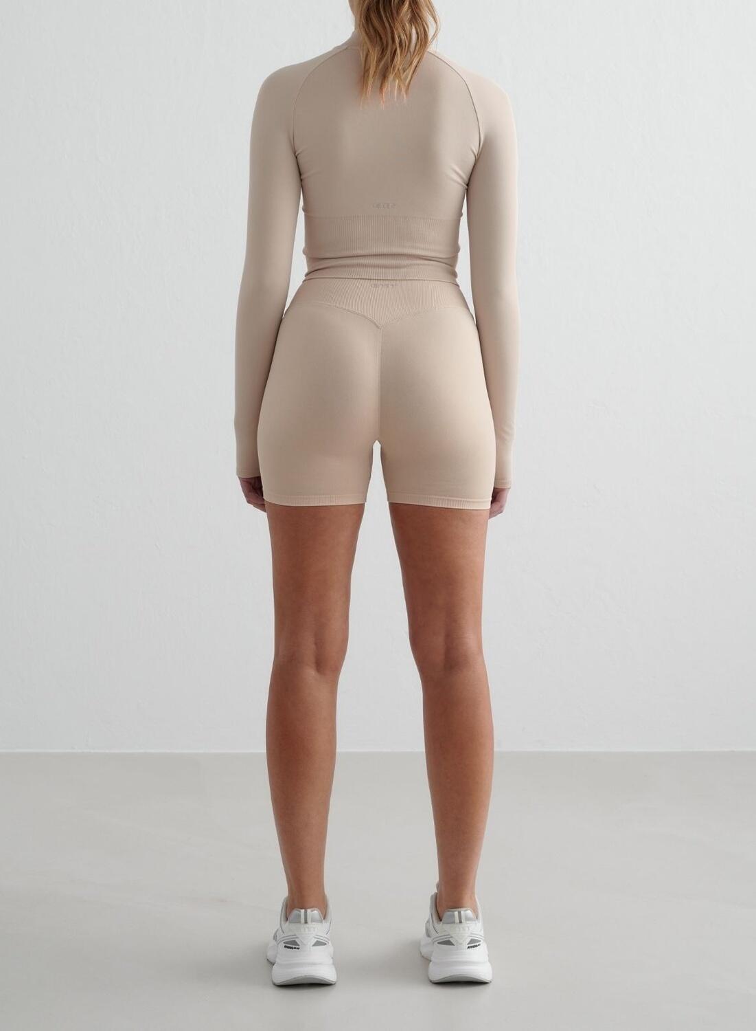 Femme Veste Zippée Sans Couture Respirante Beige Clair 4/6