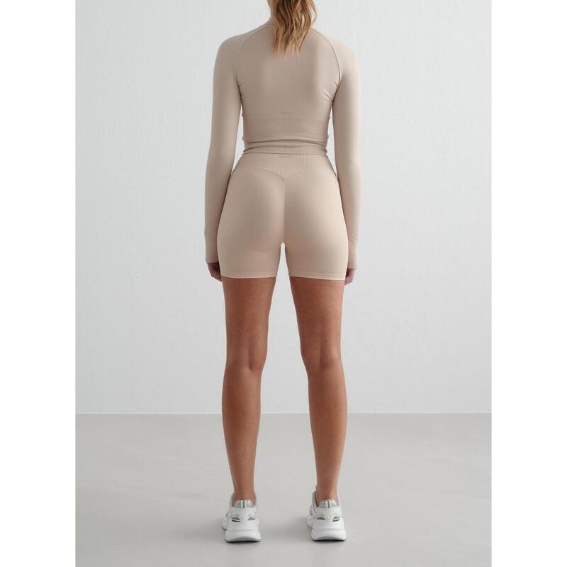 Femme Veste de Course Zippée Sans Couture Respirante Beige Clair
