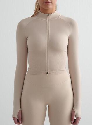 Damen Jacke mit Reißverschlus Nahtlos Atmungsaktiv Espresso Melange