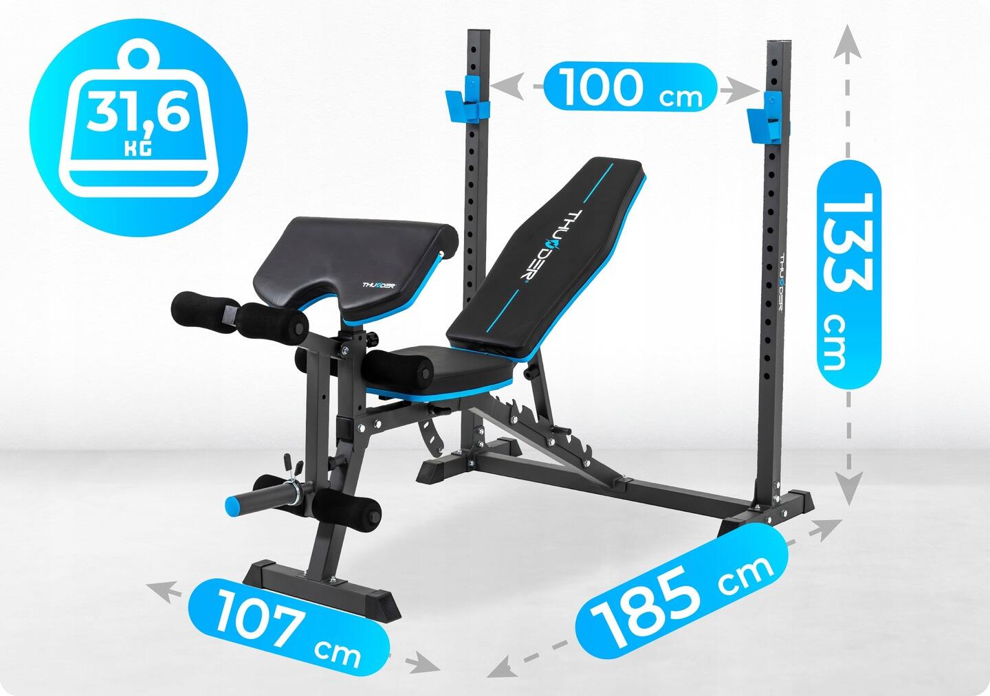 Многофункциональная силовая скамья THUNDER CROUL для жима лежа, упражнений на бицепс, ноги, плечи и пресс