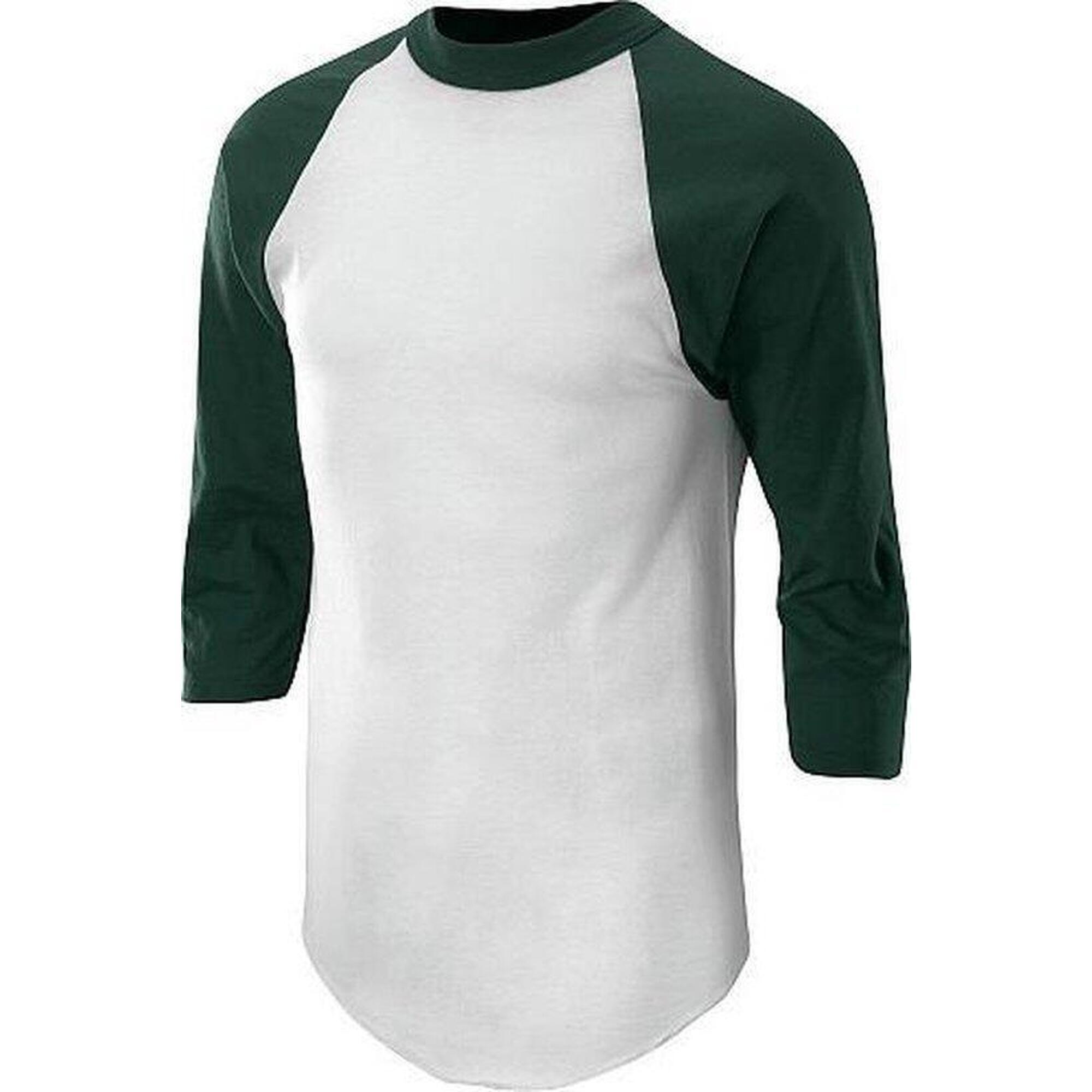 Soffe - Maillot De Corps De Baseball Classique À Manches 3/4 - Enfant (vert Foncé) - T-shirt Manches Longues - Vert - 40 M - Decathlon