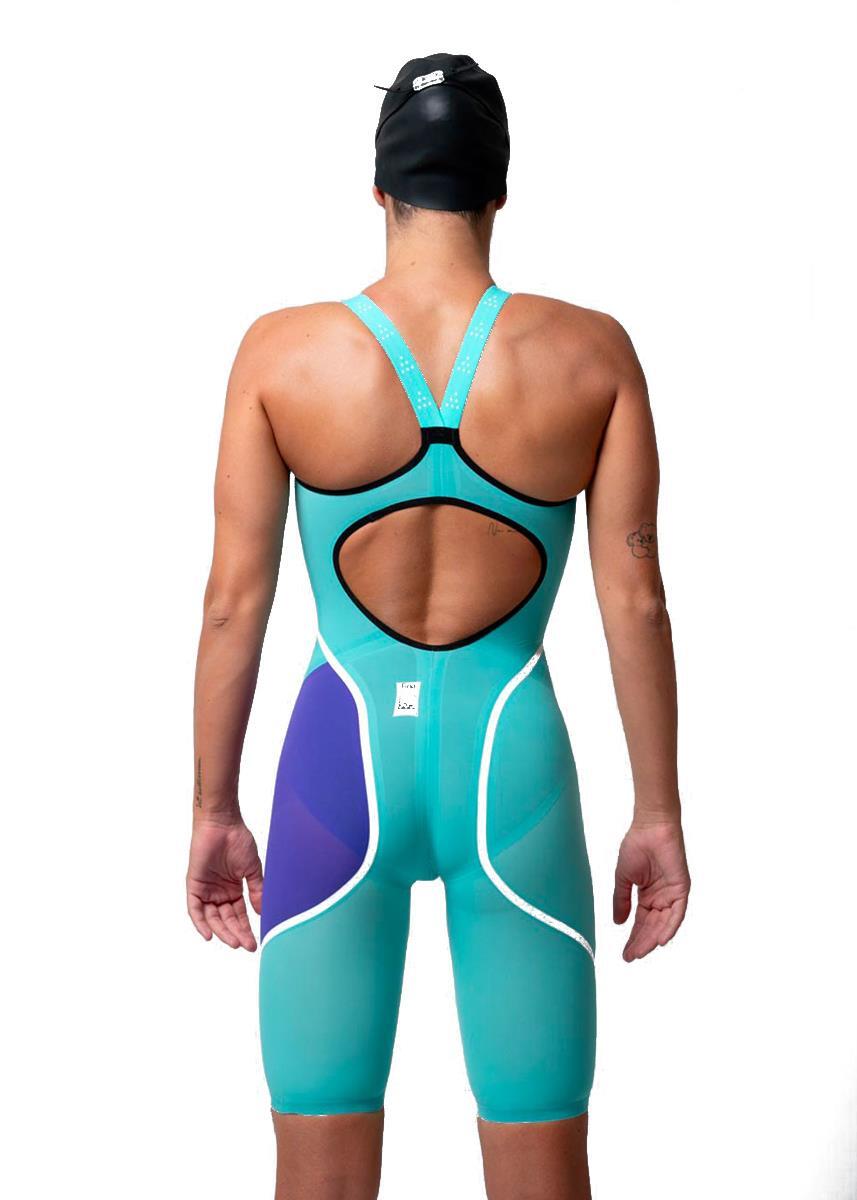 Combinaison dos nu Akron Venom Hero pour femme - Tiffany / Violet - Taille 18 4/5