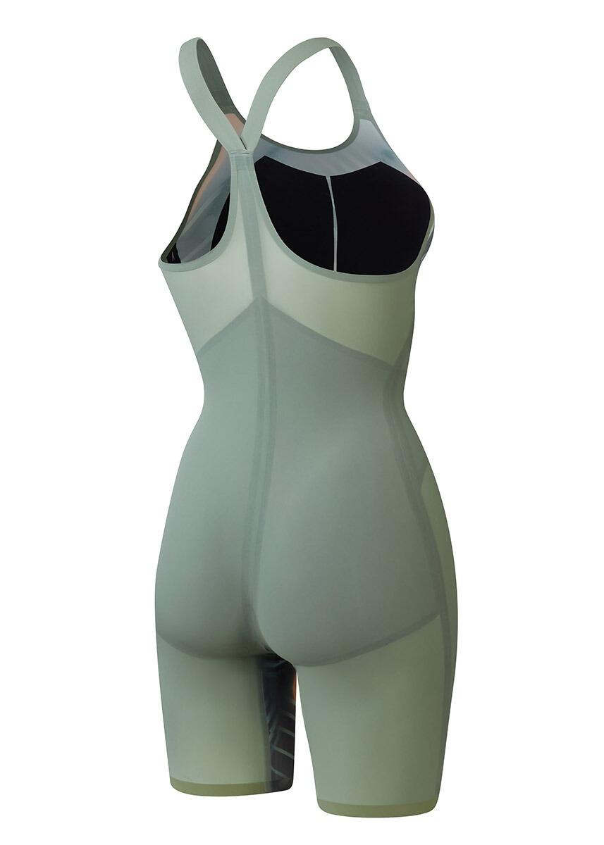 Speedo Fastskin LZR Pure Valor 2 Espalda Cerrada y Rodillas, Verde y Nectarina 5/7