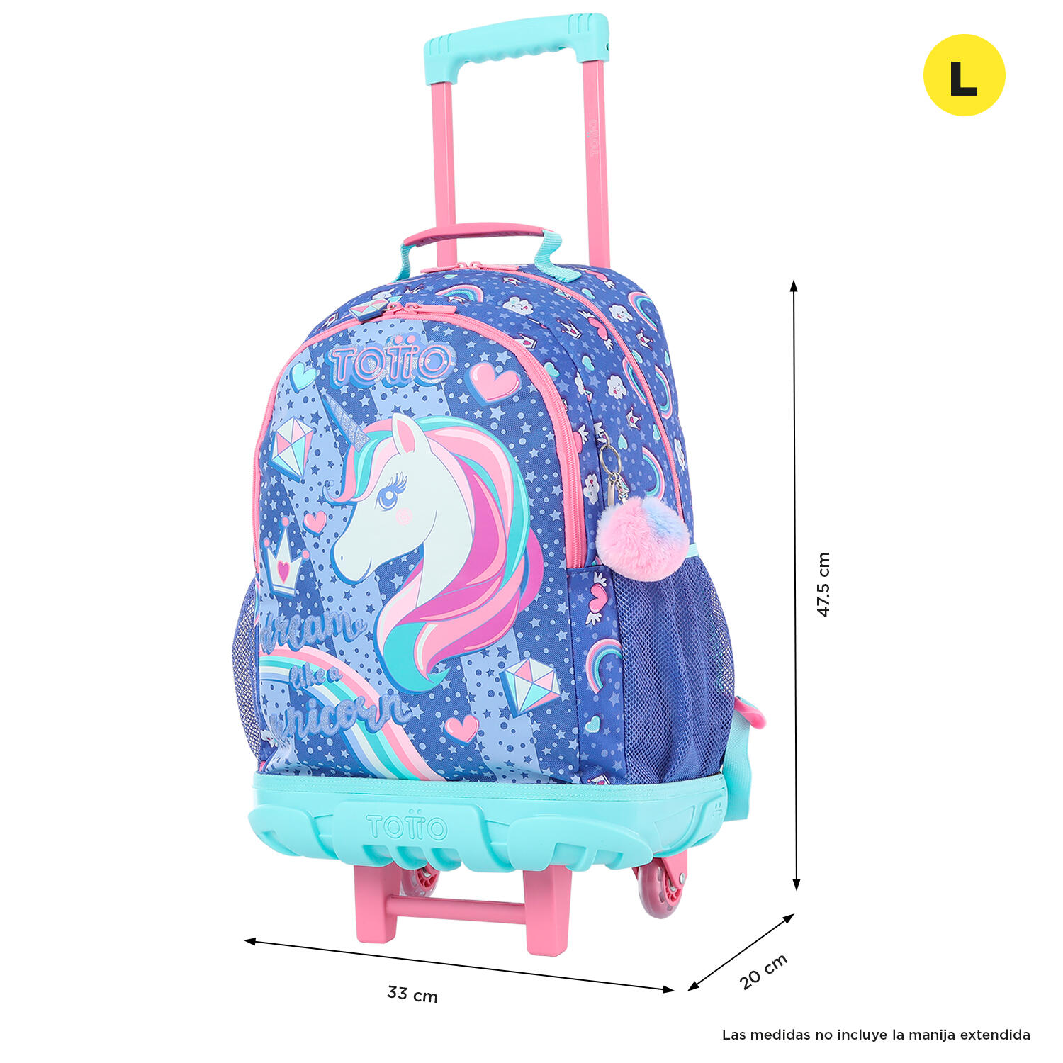 Totto Mochila infantil ruedas Uniwildy Morado Poliéster 33 x 47.5 x 20 cm 2/5