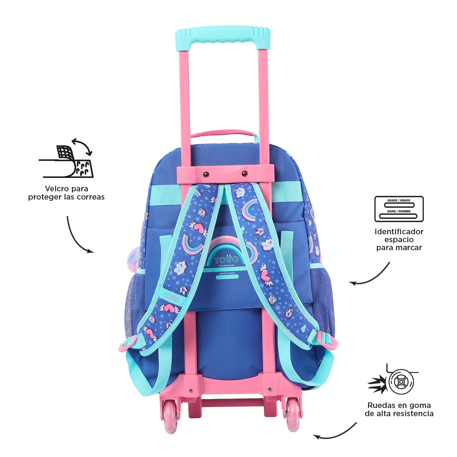 Totto Mochila infantil ruedas Uniwildy Morado Poliéster 33 x 47.5 x 20 cm 3/5
