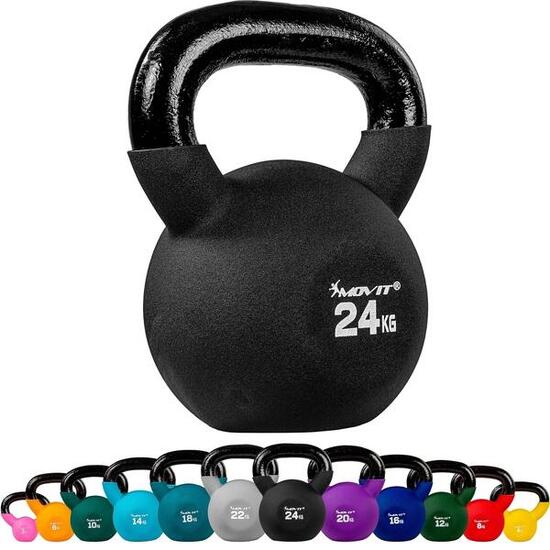 Kettlebell PRO - 2 - 24 kg, Kugelhantel aus Gusseisen mit Neoprenbeschichtung