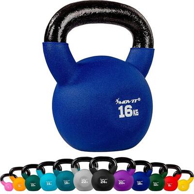 Kettlebell PRO - 2 - 24 kg, Kugelhantel aus Gusseisen mit Neoprenbeschichtung