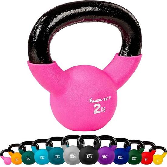 Kettlebell PRO - 2 - 24 kg, Kugelhantel aus Gusseisen mit Neoprenbeschichtung