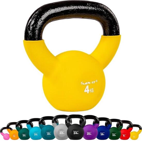 Kettlebell PRO - 2 - 24 kg, Kugelhantel aus Gusseisen mit Neoprenbeschichtung