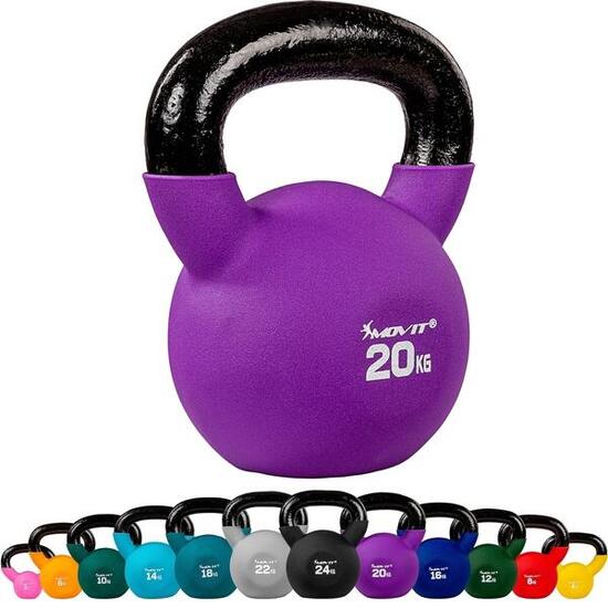Kettlebell PRO - 2 - 24 kg, Kugelhantel aus Gusseisen mit Neoprenbeschichtung