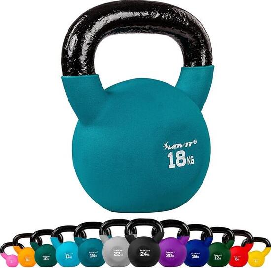 Kettlebell PRO - 2 - 24 kg, Kugelhantel aus Gusseisen mit Neoprenbeschichtung