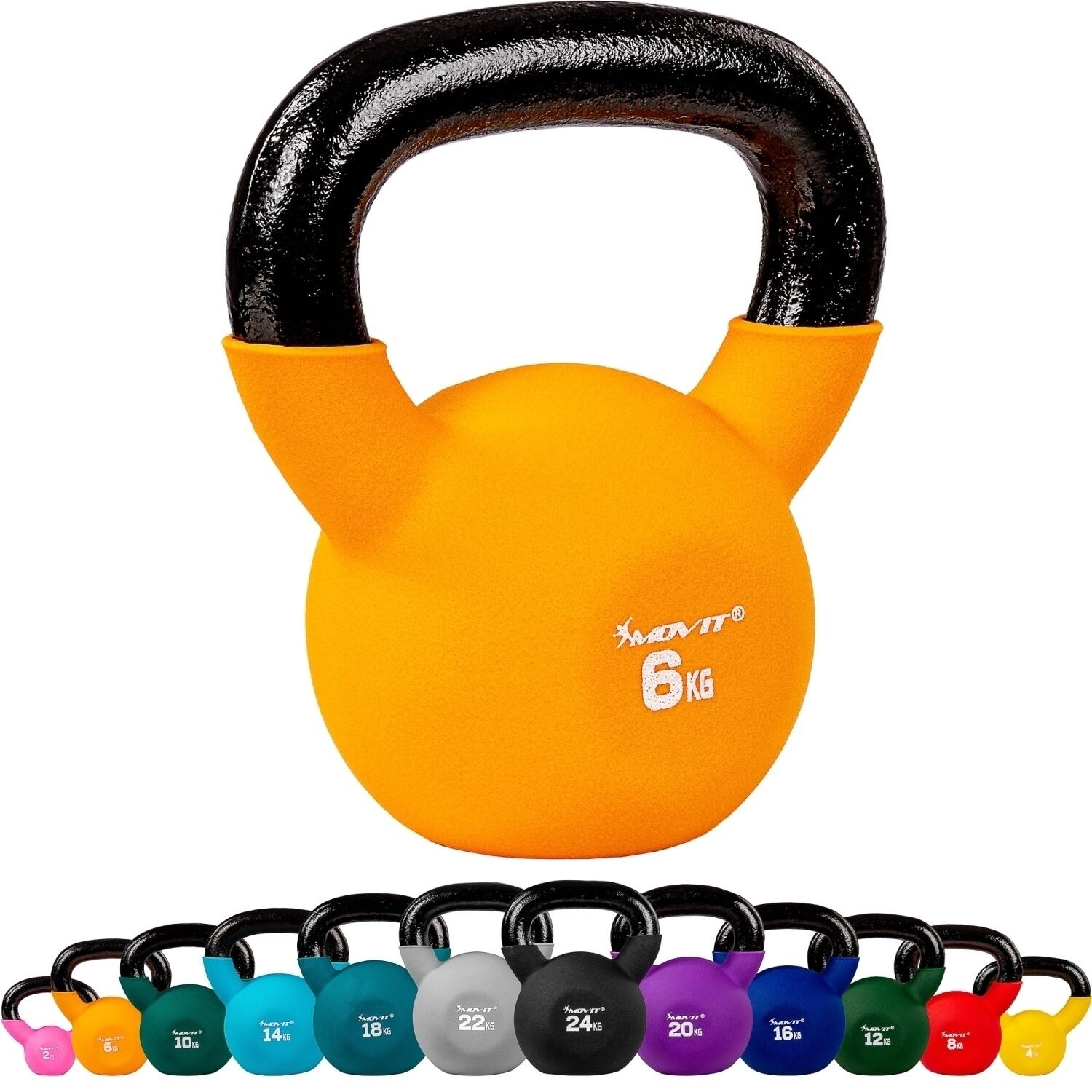 MOVIT Kettlebell PRO -  2 - 24 kg, Kugelhantel aus Gusseisen mit Neoprenbeschichtung