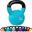 Kettlebell profesional, MOVIT®, 14 kg, fonta, albastru deschis