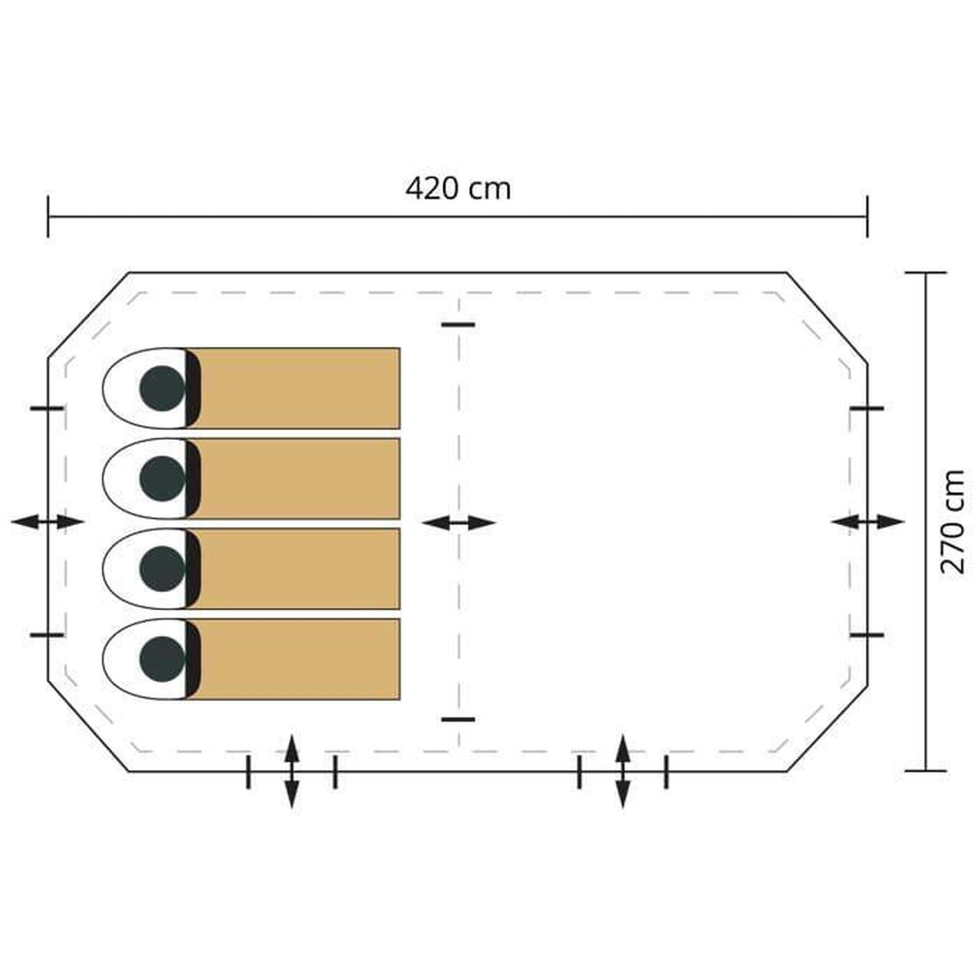 Tente tunnel Solheim 4 Protect - Tente de camping 4 places - Anti-UV - Sol cousu