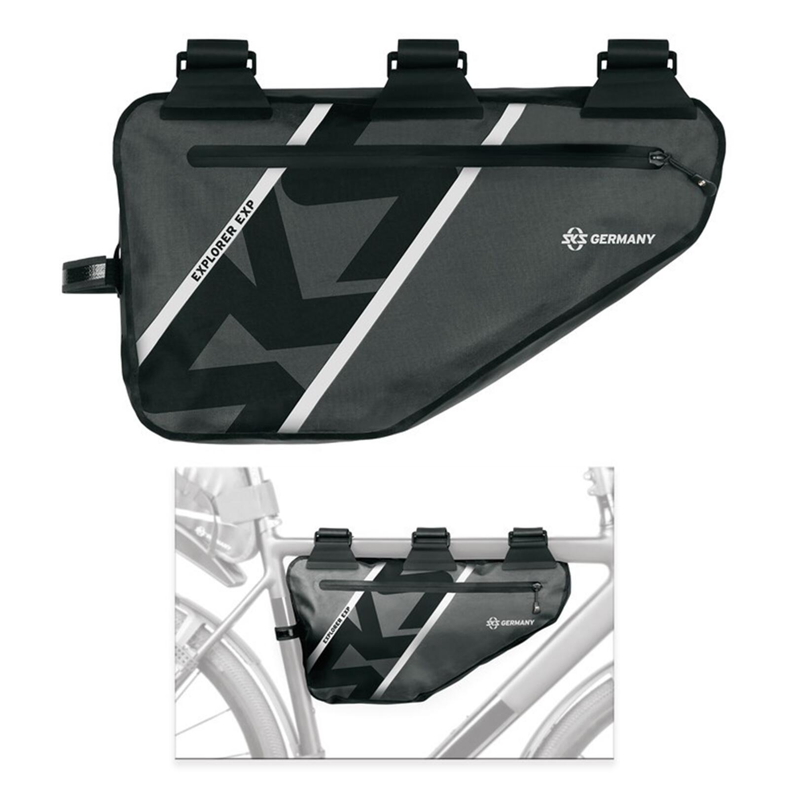Sks - Sacoche De Cadre Vélo Explorer Imperméable Noire Réfléchissante Sks - Adaptateur Pour Porte Vélo - Gris|noir - Taille Unique - Decathlon
