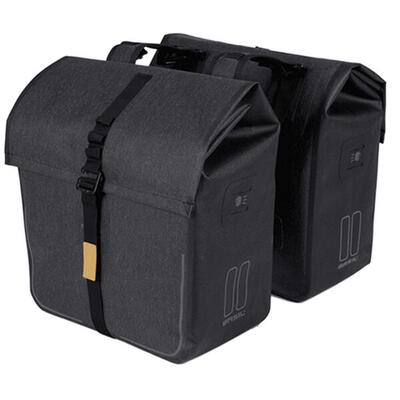 Basil urban dry dubbele fietstas - grijs. 50l