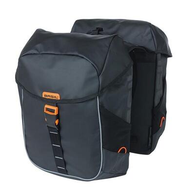 Basil miles tarpaulin - dubbele fietstas. waterdicht. 34l. zwart-oranje