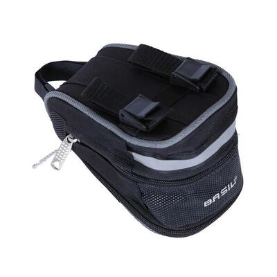 Basil mada zadeltas - compact. zwart. 1l. klittenband. fietsaccessoire