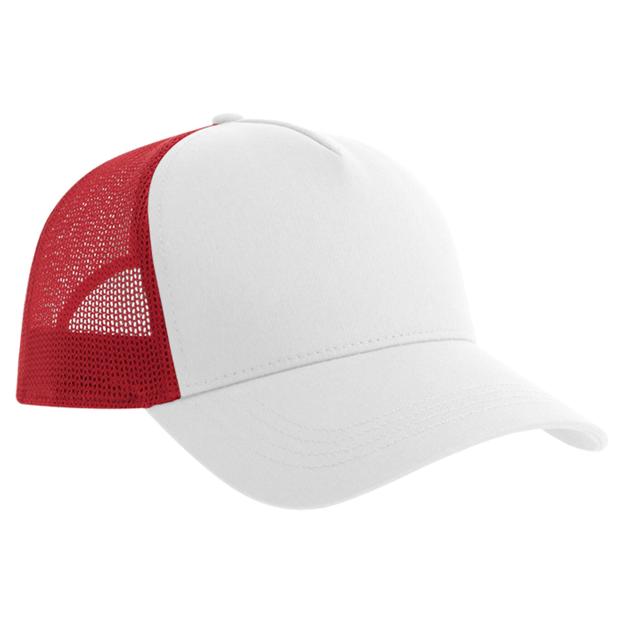 Rapper 5 Panel Cotton Trucker Cap (White/Red) 2/2
