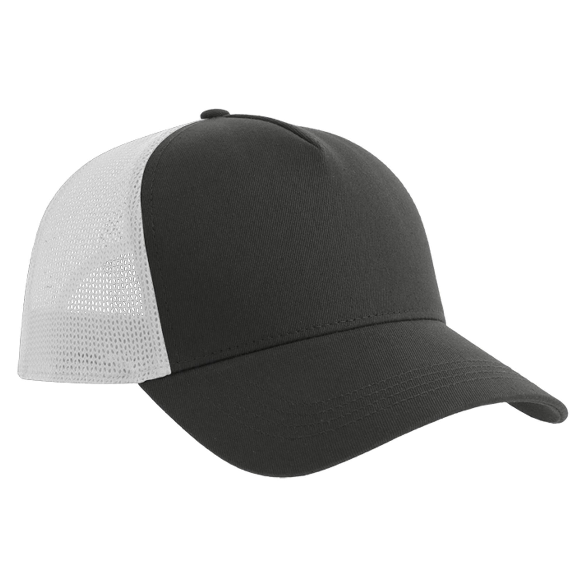 Rapper 5 Panel Cotton Trucker Cap (Dark Grey/White) 2/2